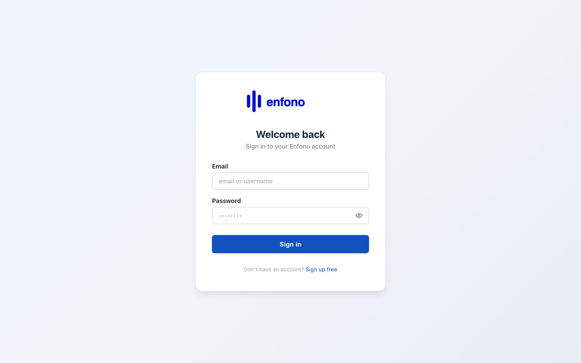 Login screen — enter your email and password