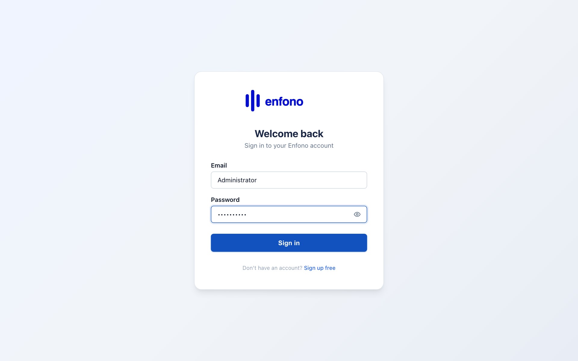 Login form with credentials entered — ready to sign in