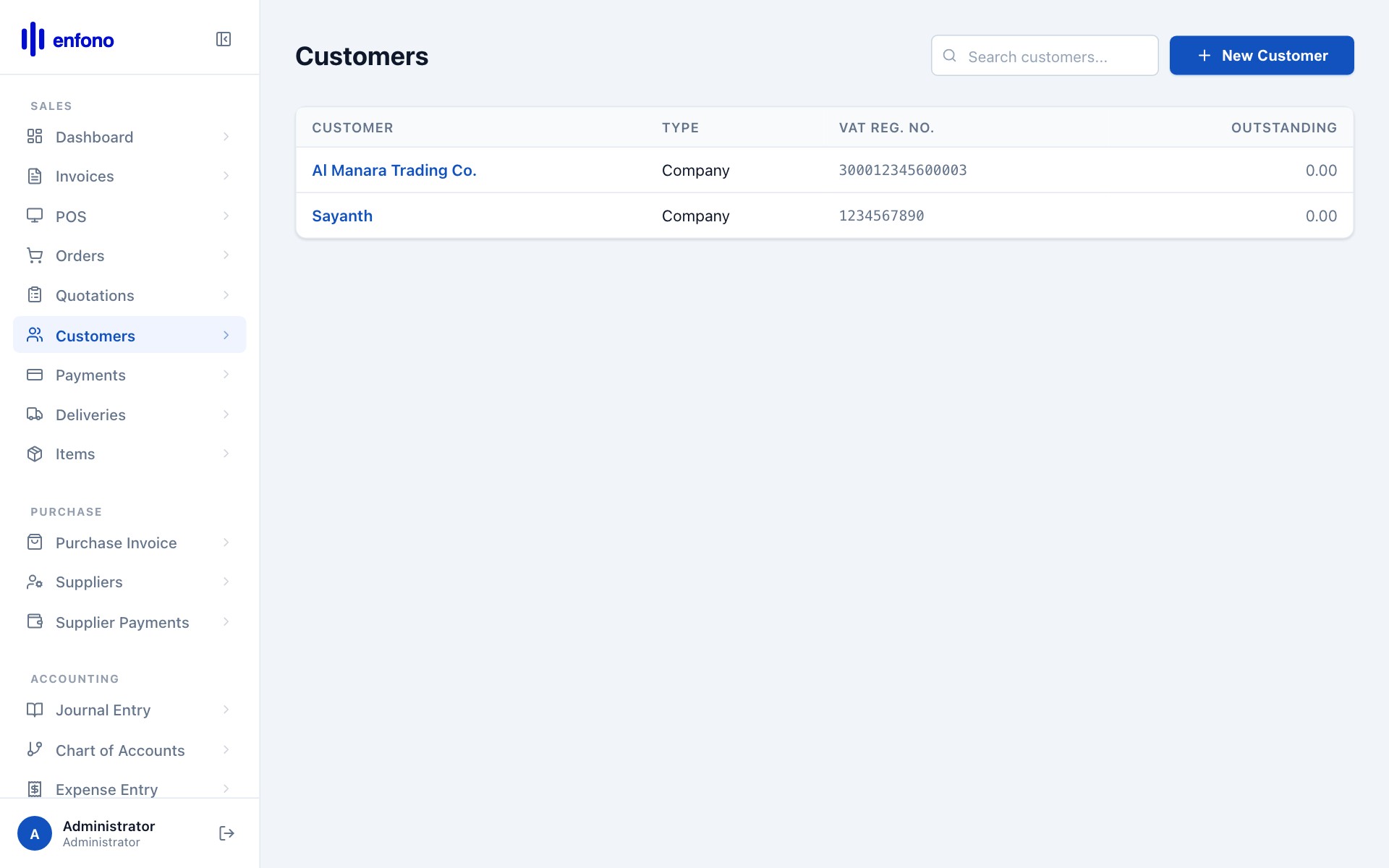 Customer saved — detail page showing all customer information and transaction history