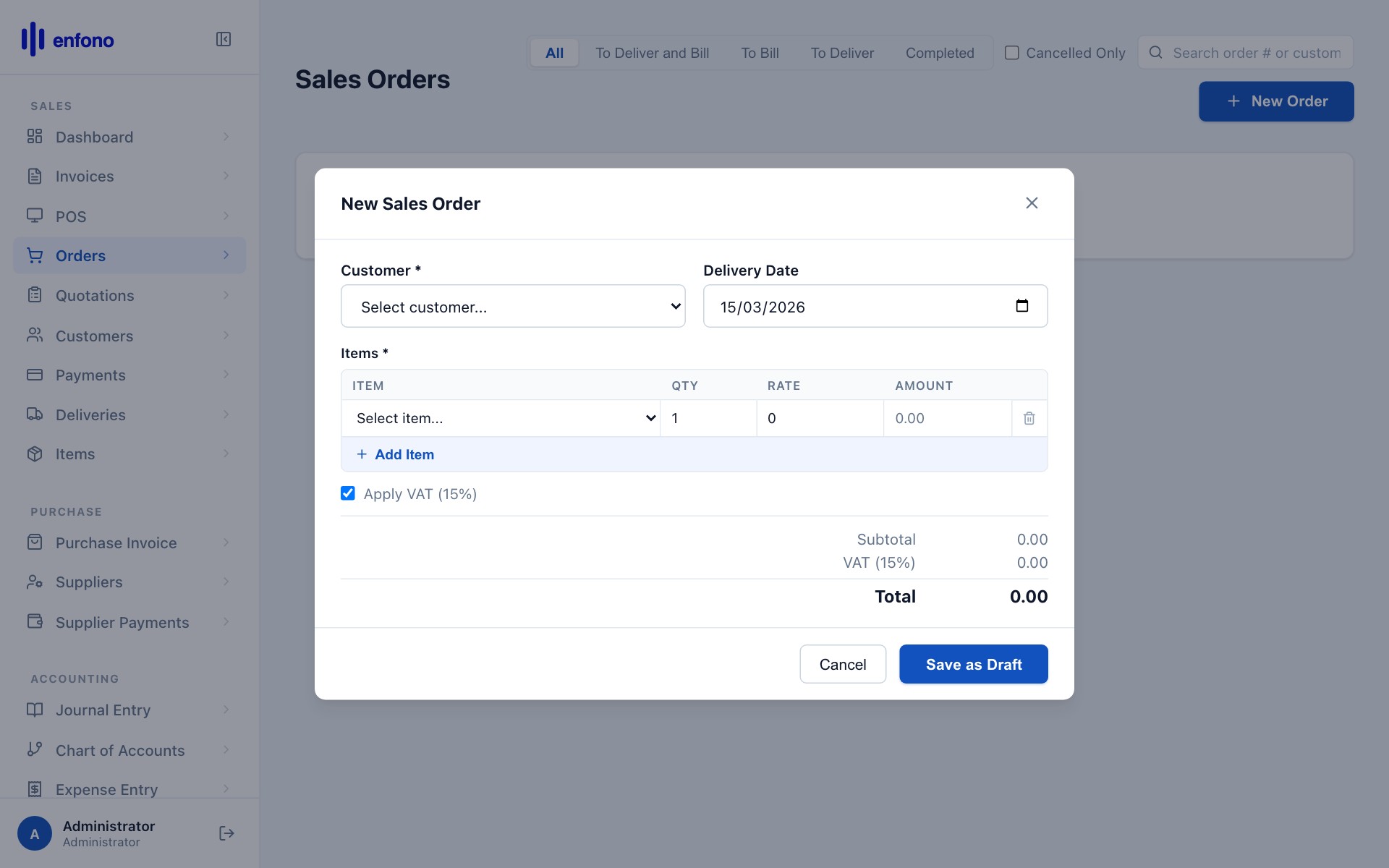 New Sales Order form